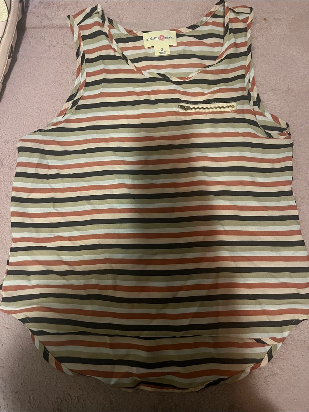Velvet Heart Striped Sleeveless Tank in Cream, Rust & Black